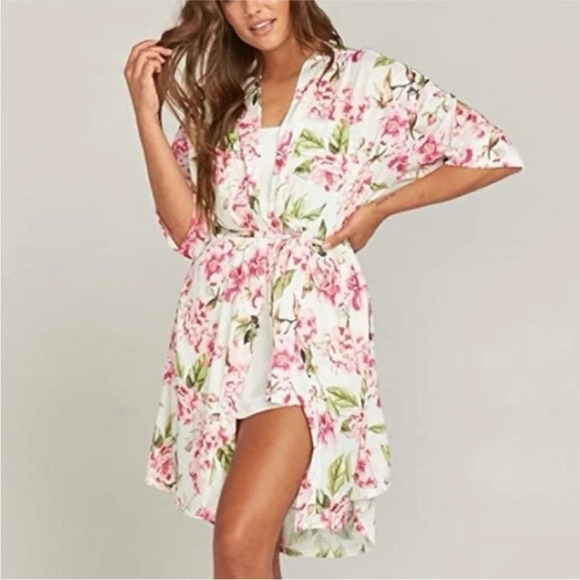 Show Me Your Mumu Floral Tie Up Belted Kimono Robe Cover-Up - Picture 1 of 6